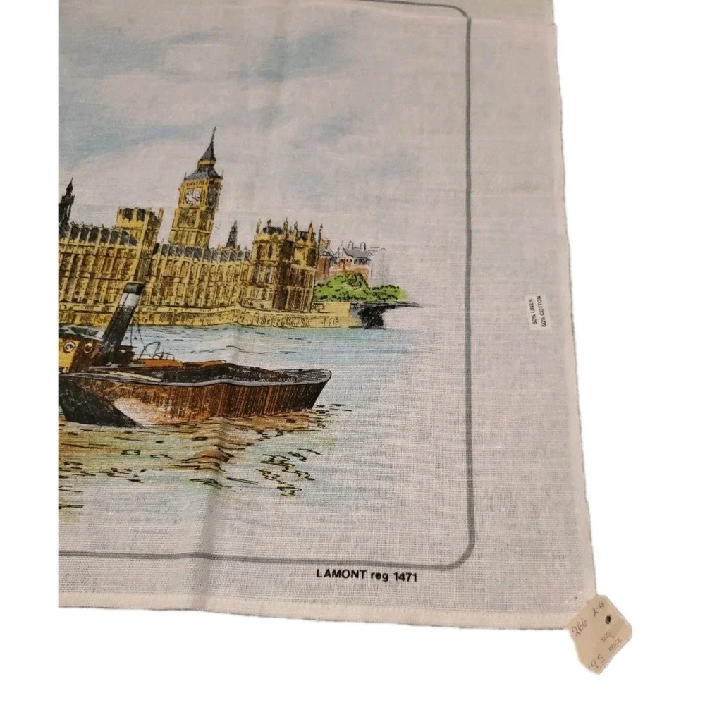 Houses of Parliament Lamont Tea Towel Linen Cotton Blend Vintage Tea‎ Towel